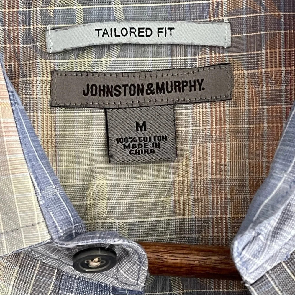 Johnston & Murphy Tailored Fit Button Up Shirt Preppy Office Size Medium - Picture 3 of 6